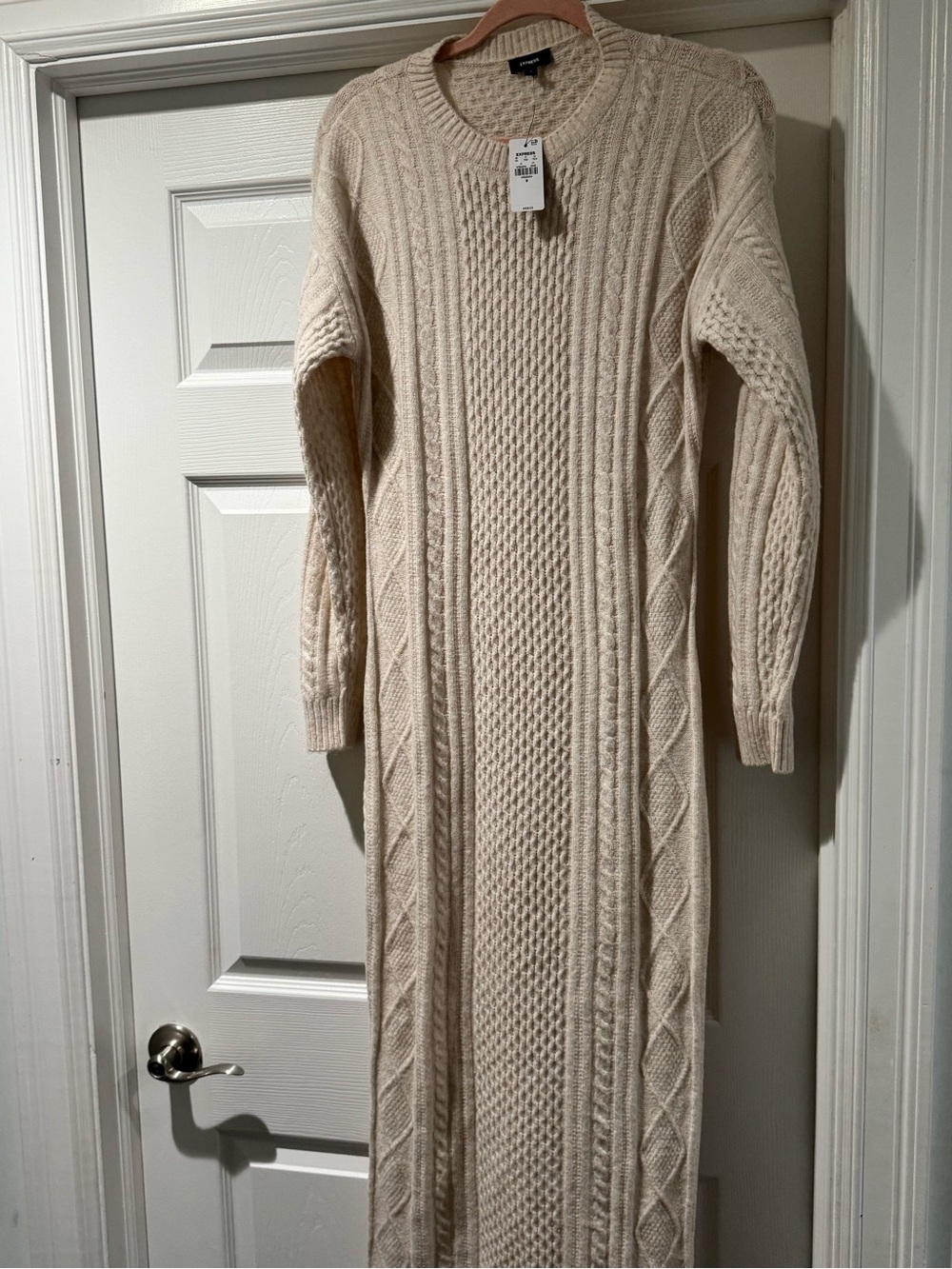 NWT Express Cream Cable Knit Maxi Dress